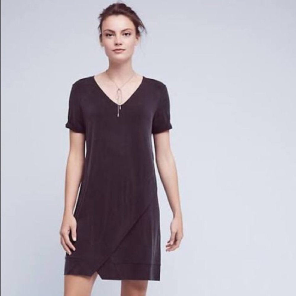 Anthropologie Black Plunge Tunic Dress by Dolan